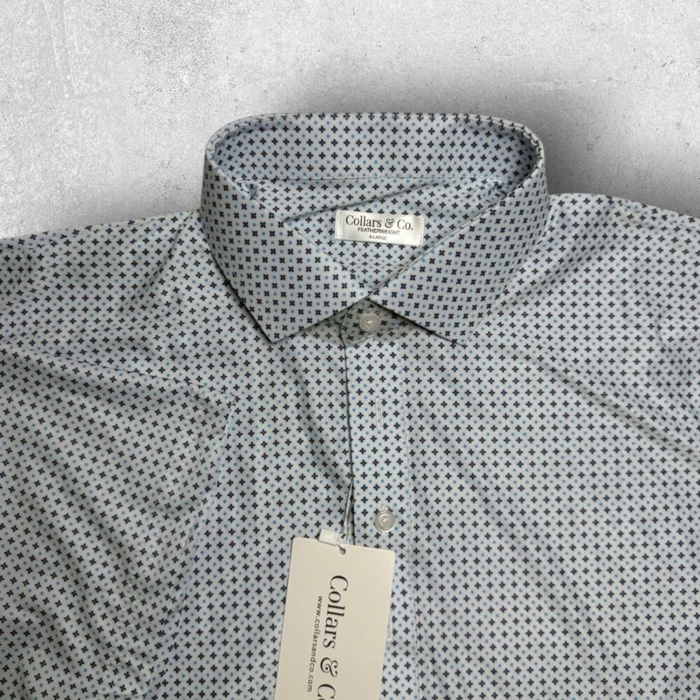 Collars & Co. Men’s Light Blue Micro-Print Dress Shirt